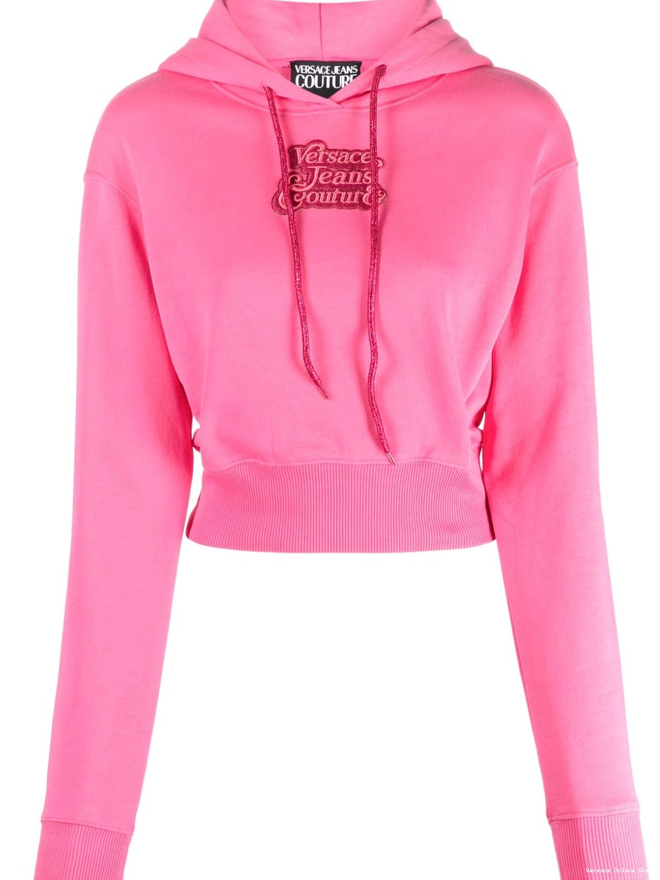 Cheap cropped Couture Women logo-embroidered Versace hoodie Jeans 0819
